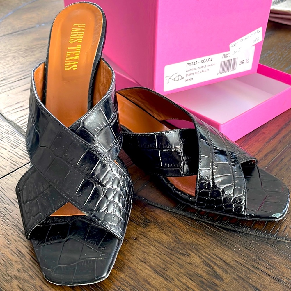 Paris Texas Embossed Croc Slides